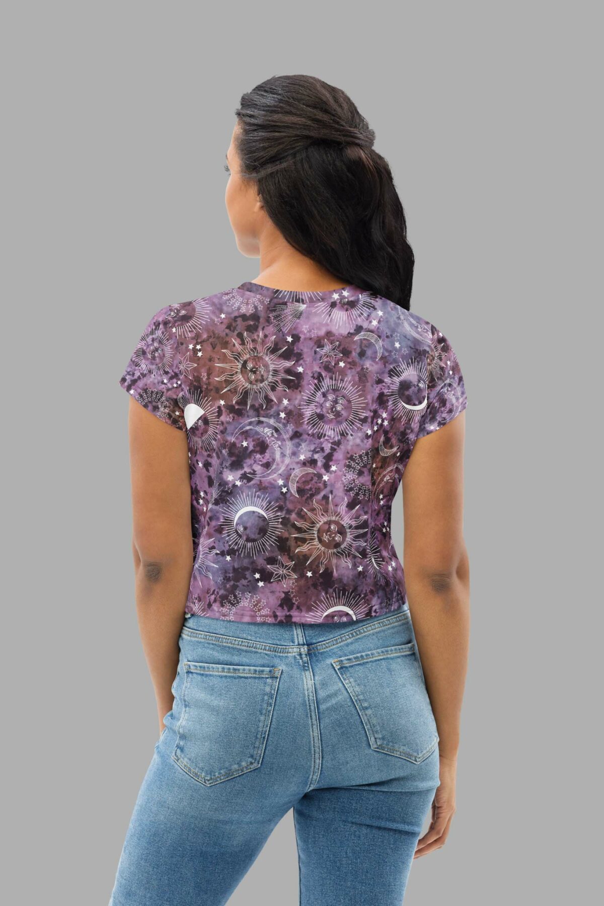 cosmic drifters stormy celeste print crop tee back