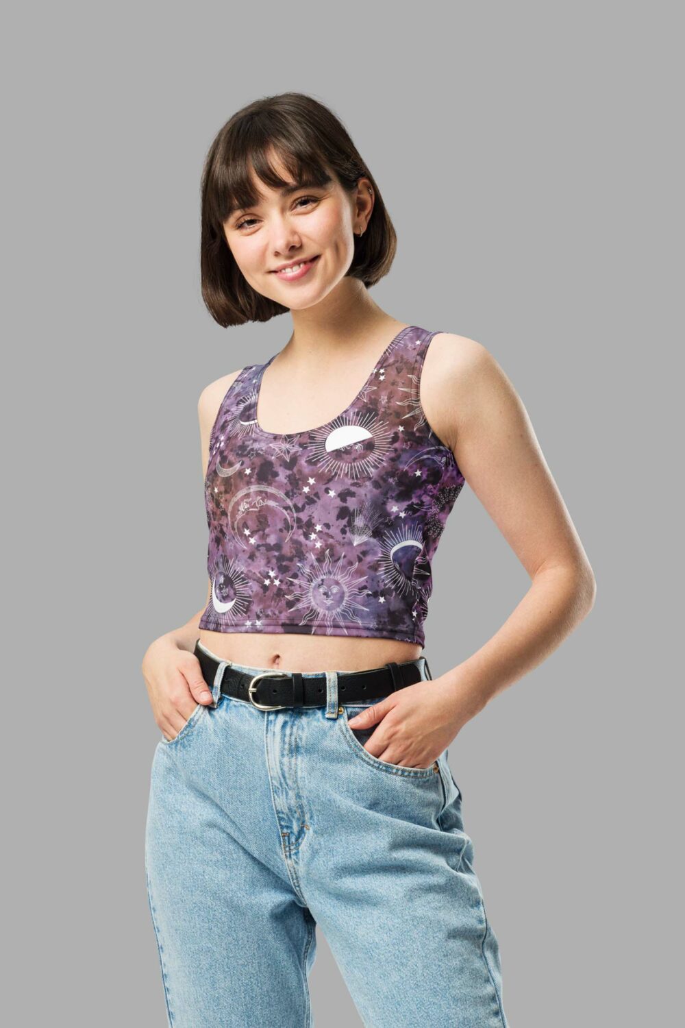 cosmic drifters stormy celeste print crop top front