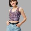 cosmic drifters stormy celeste print crop top front