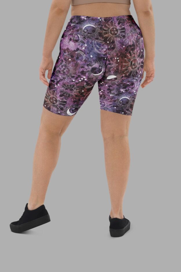 cosmic drifters stormy celeste print cycling shorts back