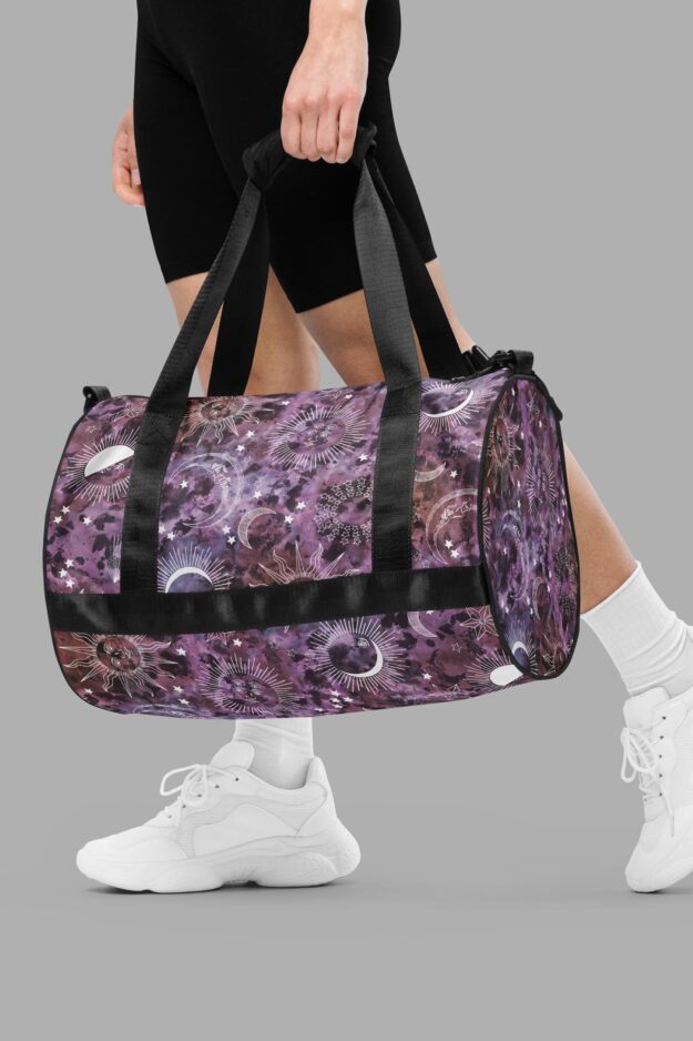 cosmic drifters stormy celeste print gym bag model