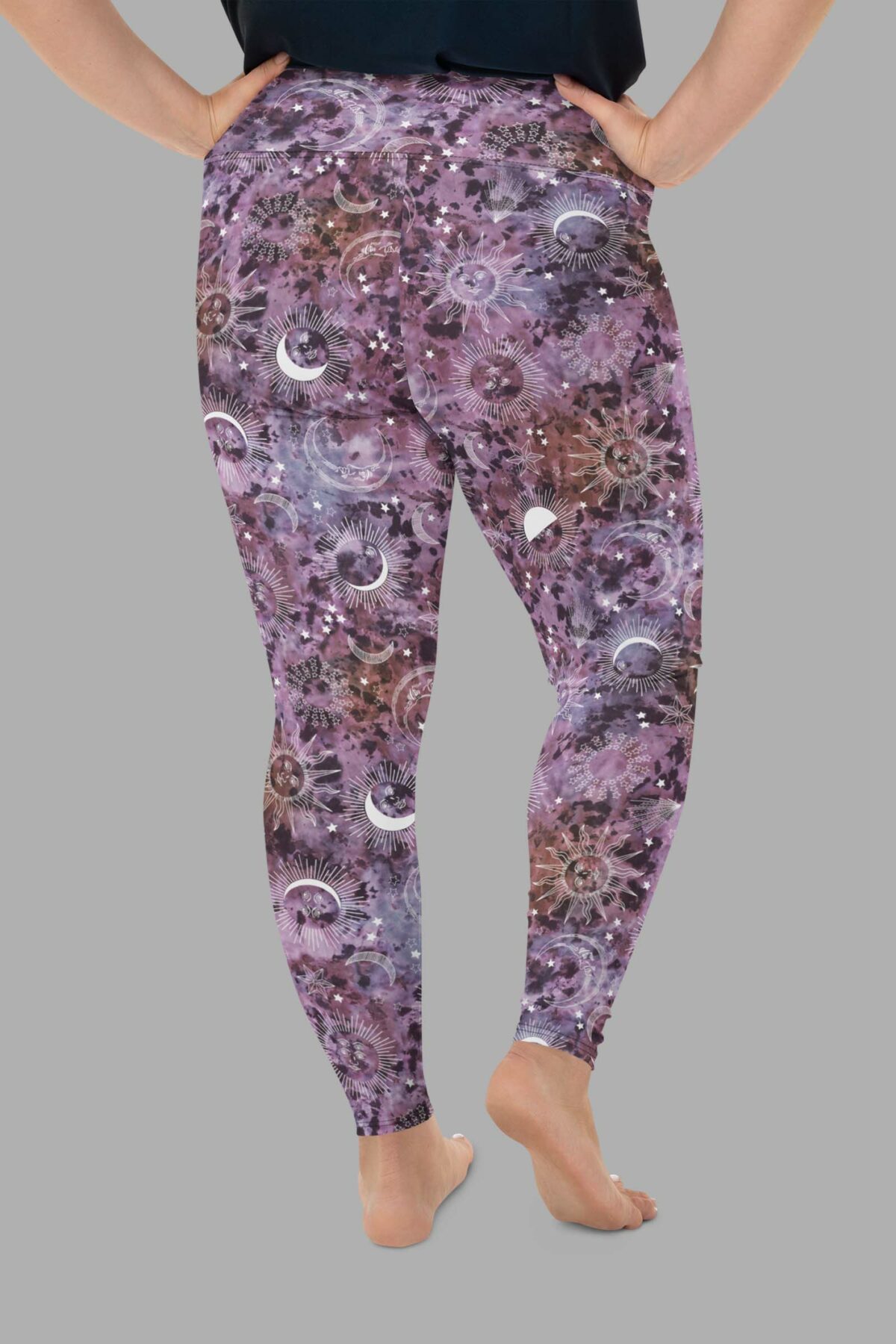 cosmic drifters stormy celeste print plus size leggings back