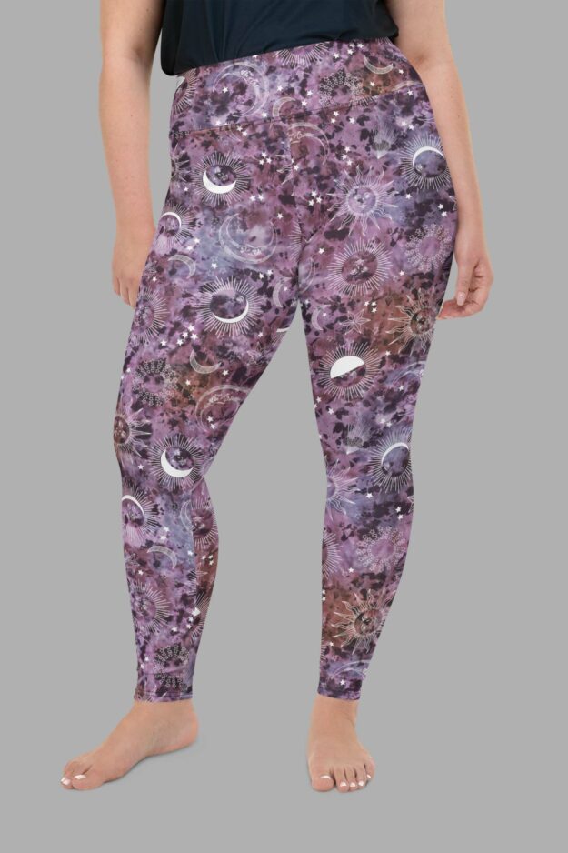 cosmic drifters stormy celeste print plus size leggings front