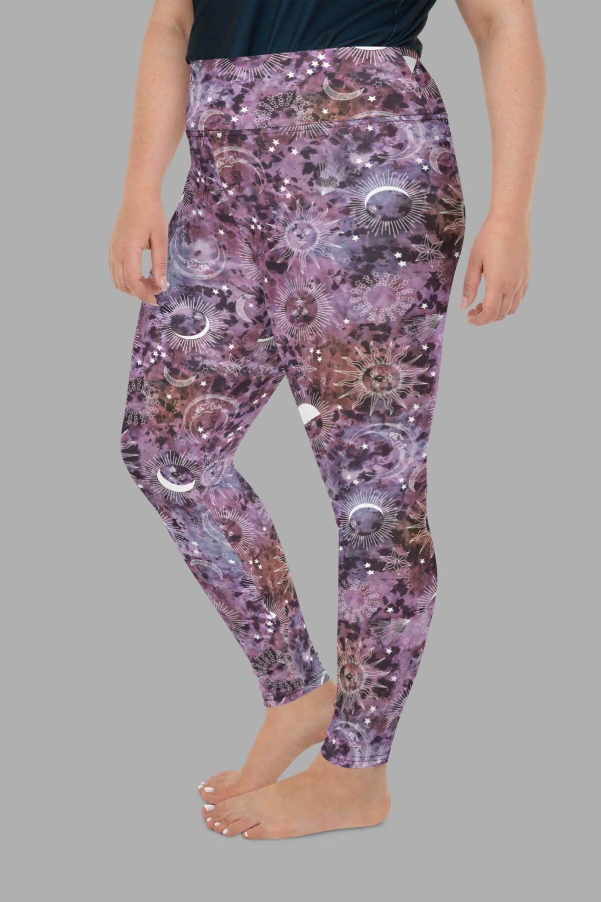 cosmic drifters stormy celeste print plus size leggings side