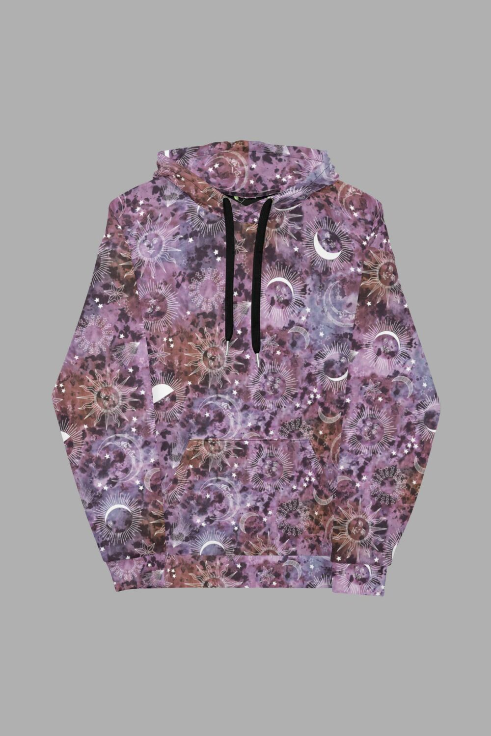 cosmic drifters stormy celeste print recycled unisex hoodie front 2