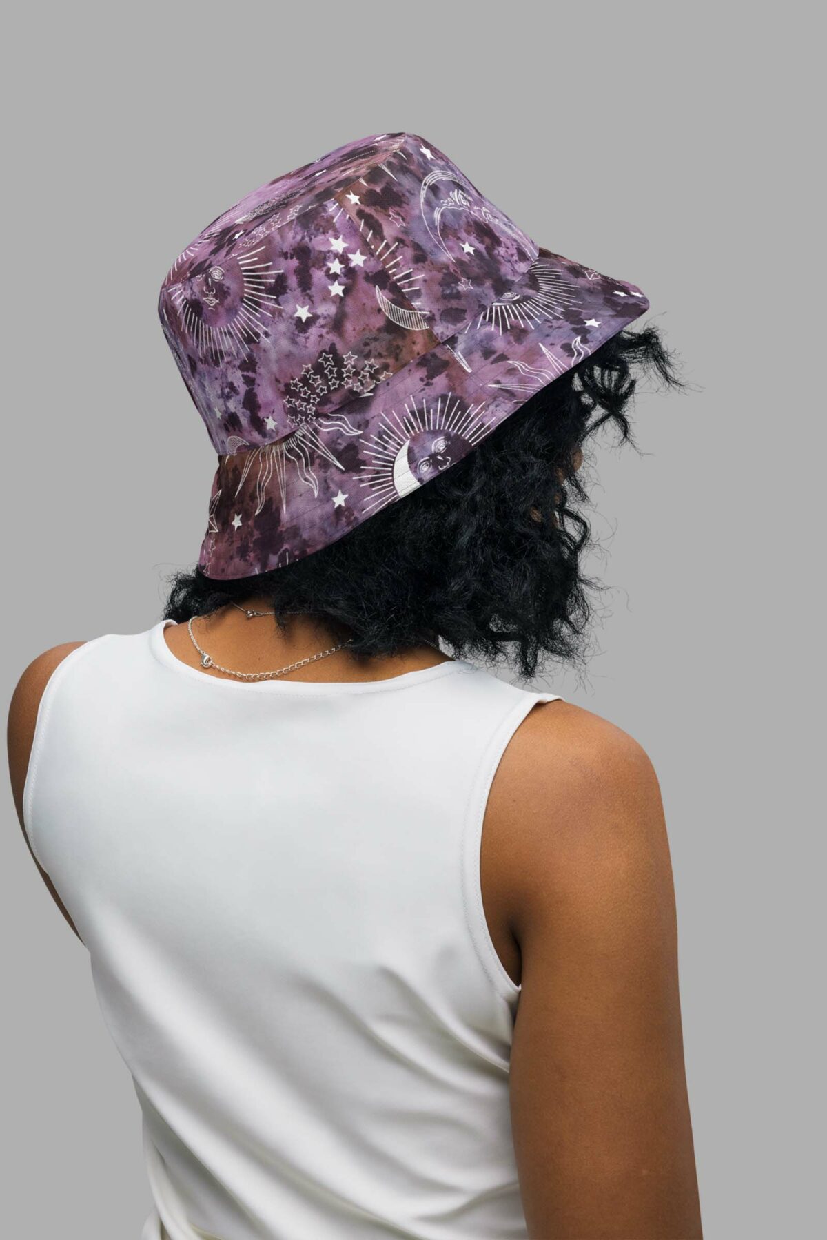 cosmic drifters stormy celeste print reversible bucket hat back