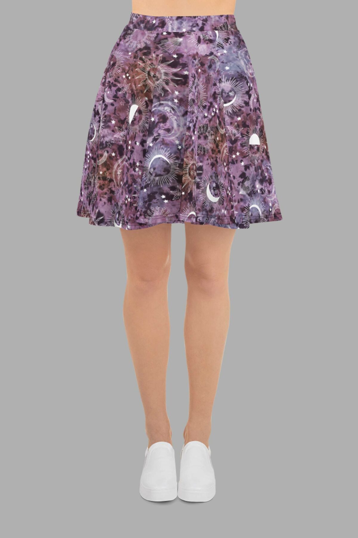 cosmic drifters stormy celeste print skater skirt front 2