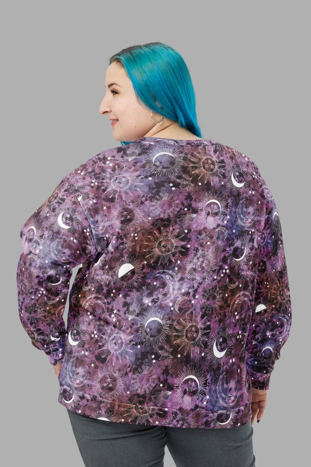 cosmic drifters stormy celeste print sweater back