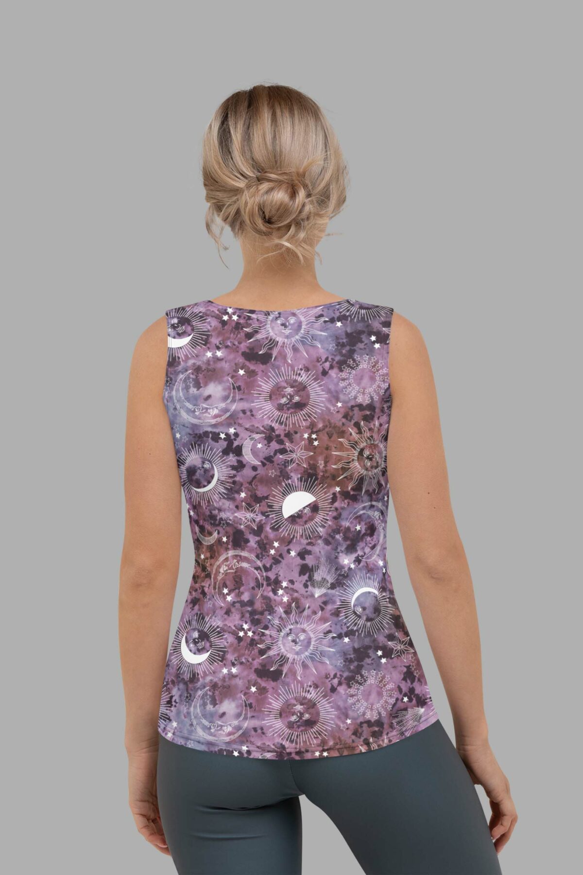 cosmic drifters stormy celeste print womens tank top back