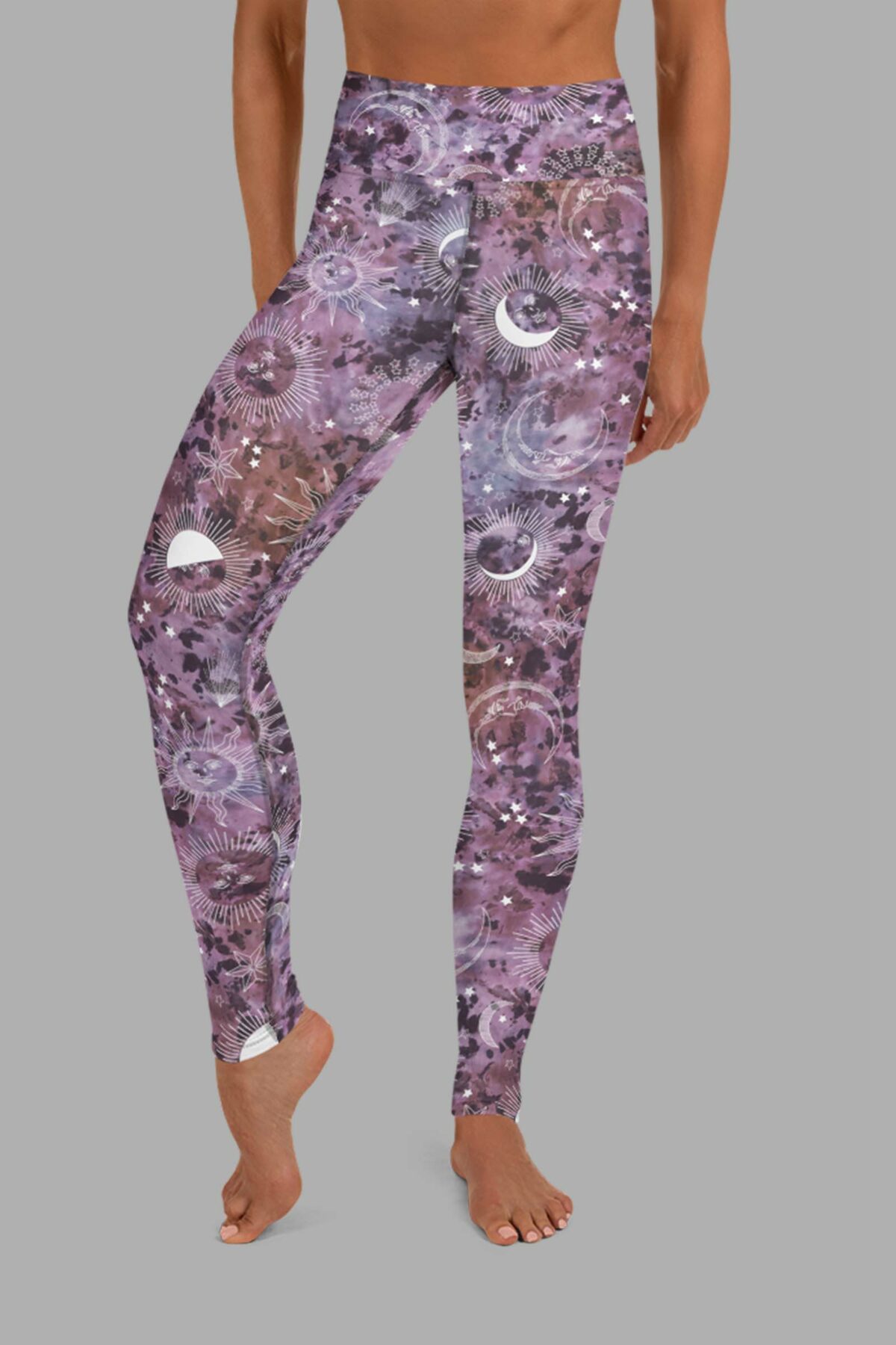 cosmic drifters stormy celeste print yoga leggings front