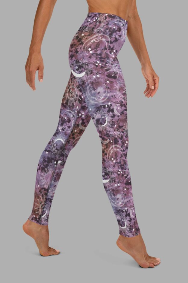 cosmic drifters stormy celeste print yoga leggings side 2