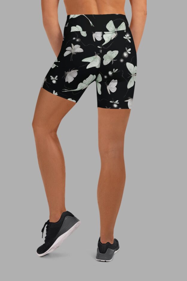 cosmic drifters stormy moonflight print yoga shorts back