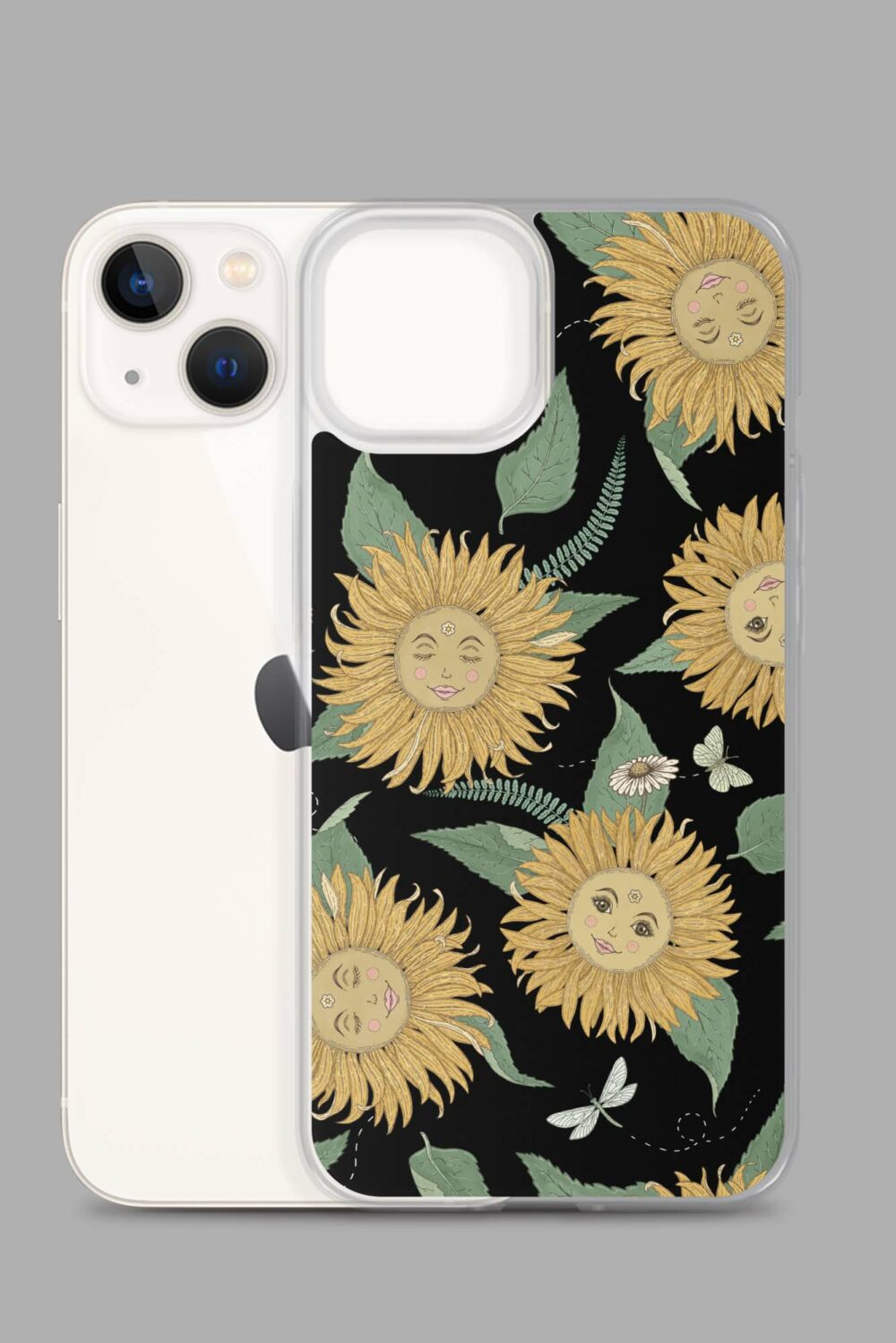 cosmic drifters sunflower daze print clear case for iphone iphone 13 case with phone 64df712e92a8e