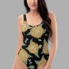 cosmic drifters sunflower daze print one piece swimsuit front