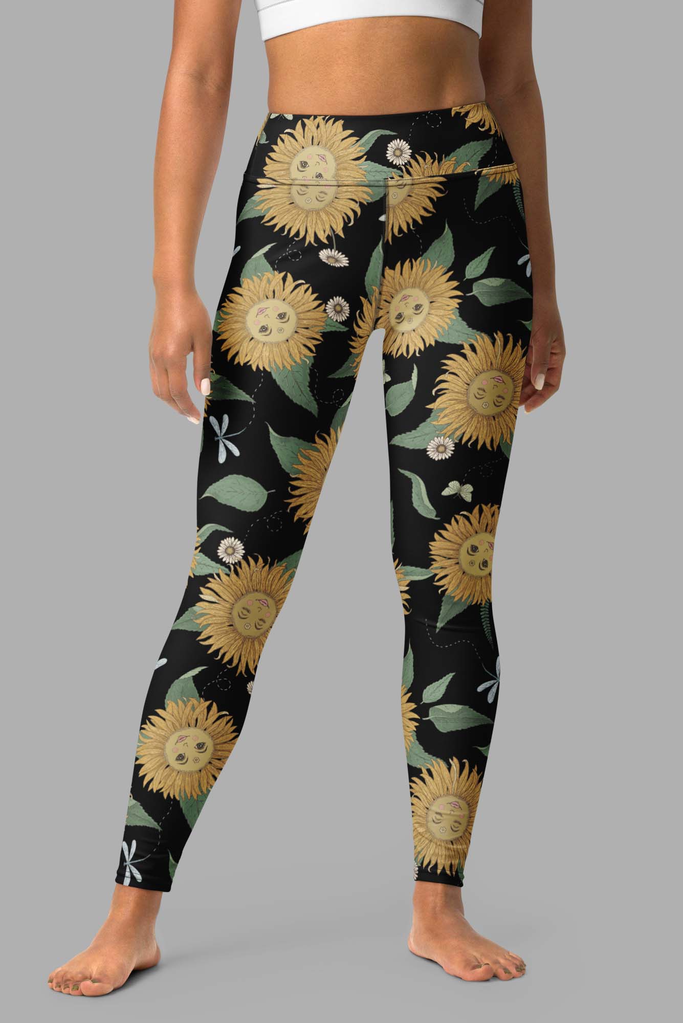 cosmic drifters sunflower daze print one piece yoga leggings