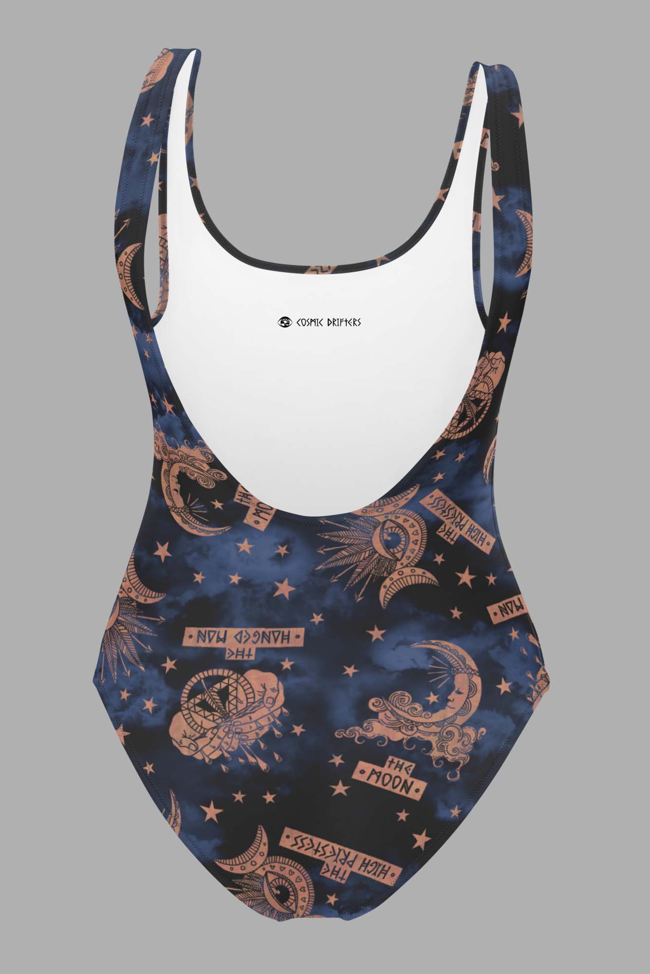 cosmic drifters tarot print one piece swimsuit back