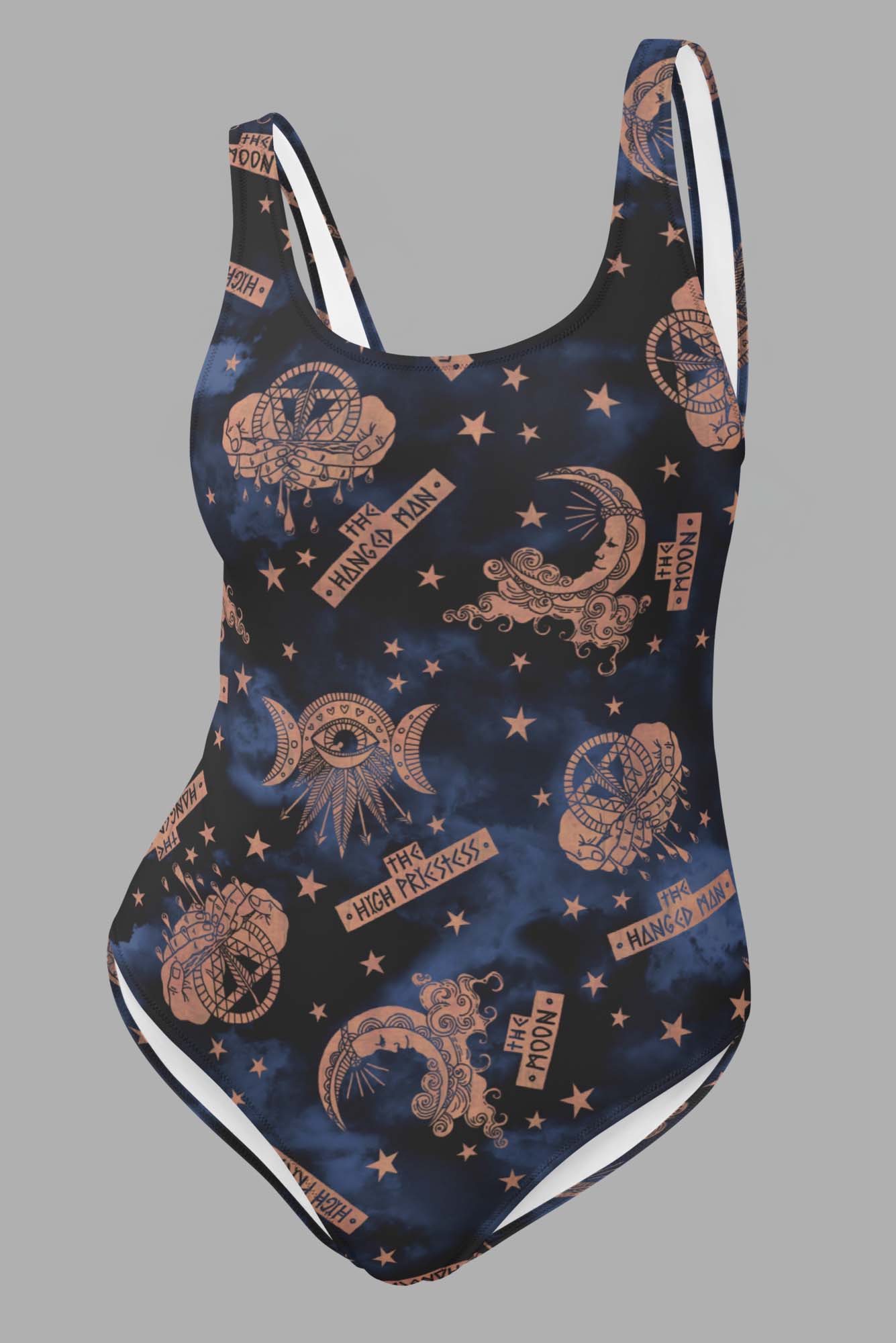 cosmic drifters tarot print one piece swimsuit front