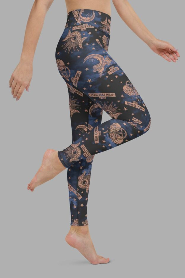 cosmic drifters tarot print one piece yoga leggings side2