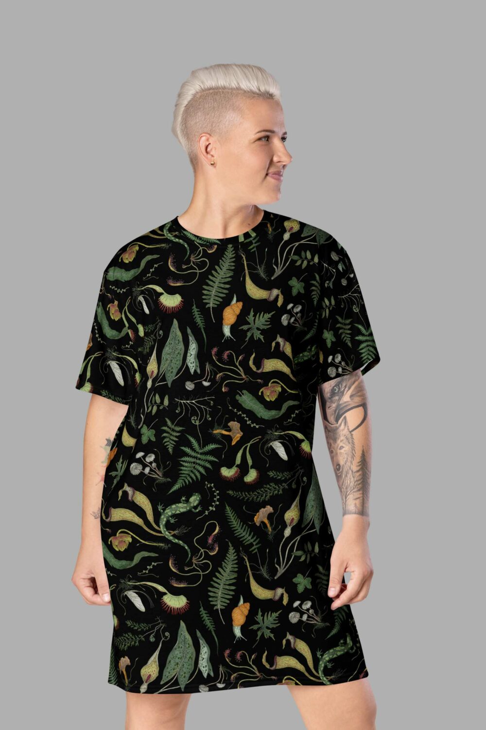 cosmic drifters werewood print all over print t shirt dress front