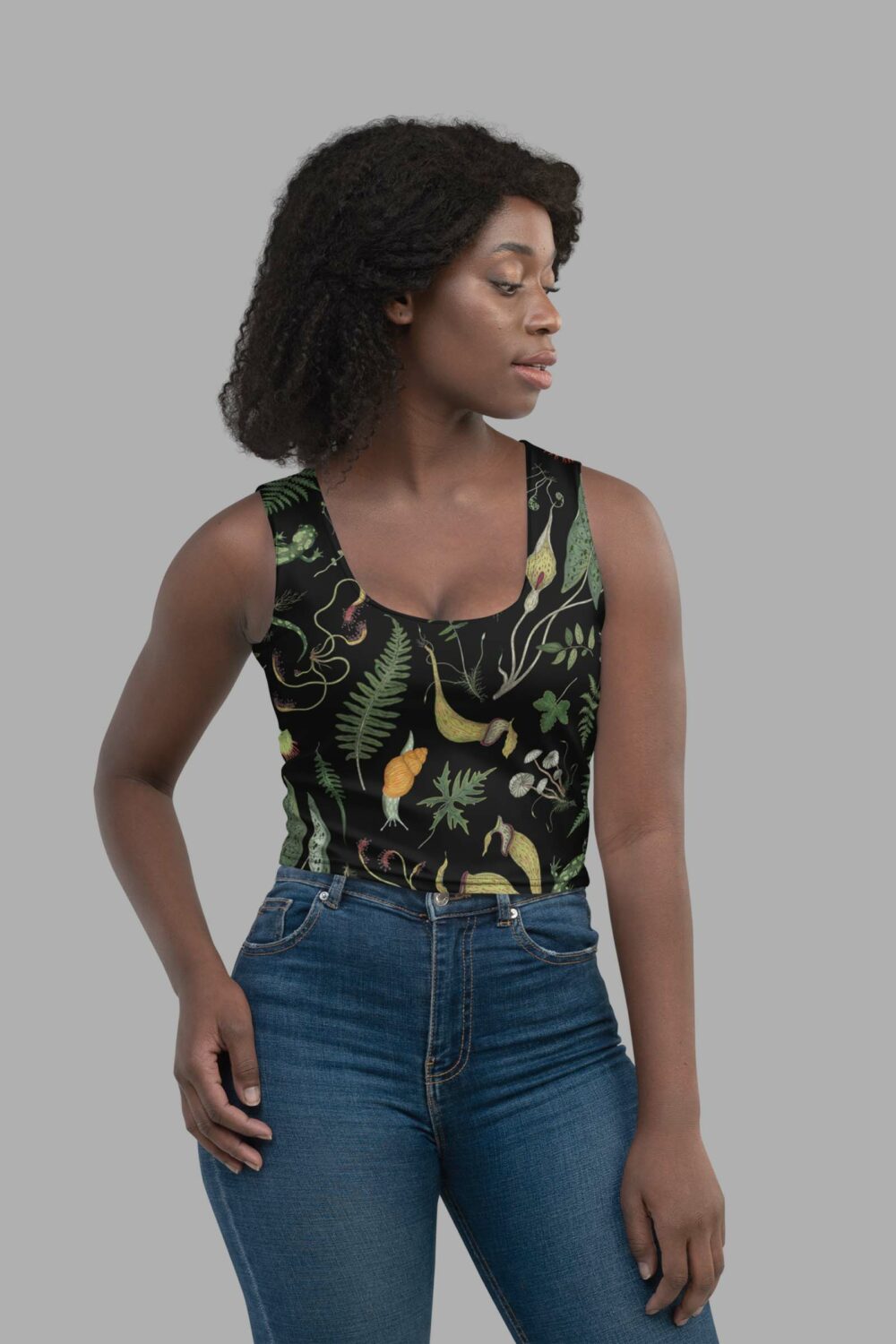 cosmic drifters werewood print crop top front