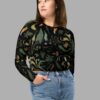 cosmic drifters werewood print recycled long sleeve crop top close