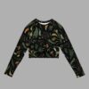 cosmic drifters werewood print recycled long sleeve crop top front 2