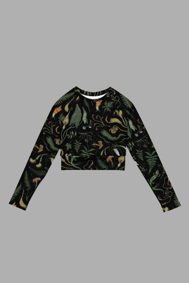 cosmic drifters werewood print recycled long sleeve crop top front 2