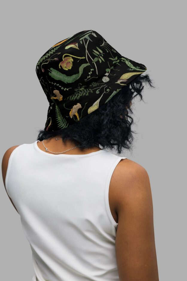 cosmic drifters werewood print reversible bucket hat back