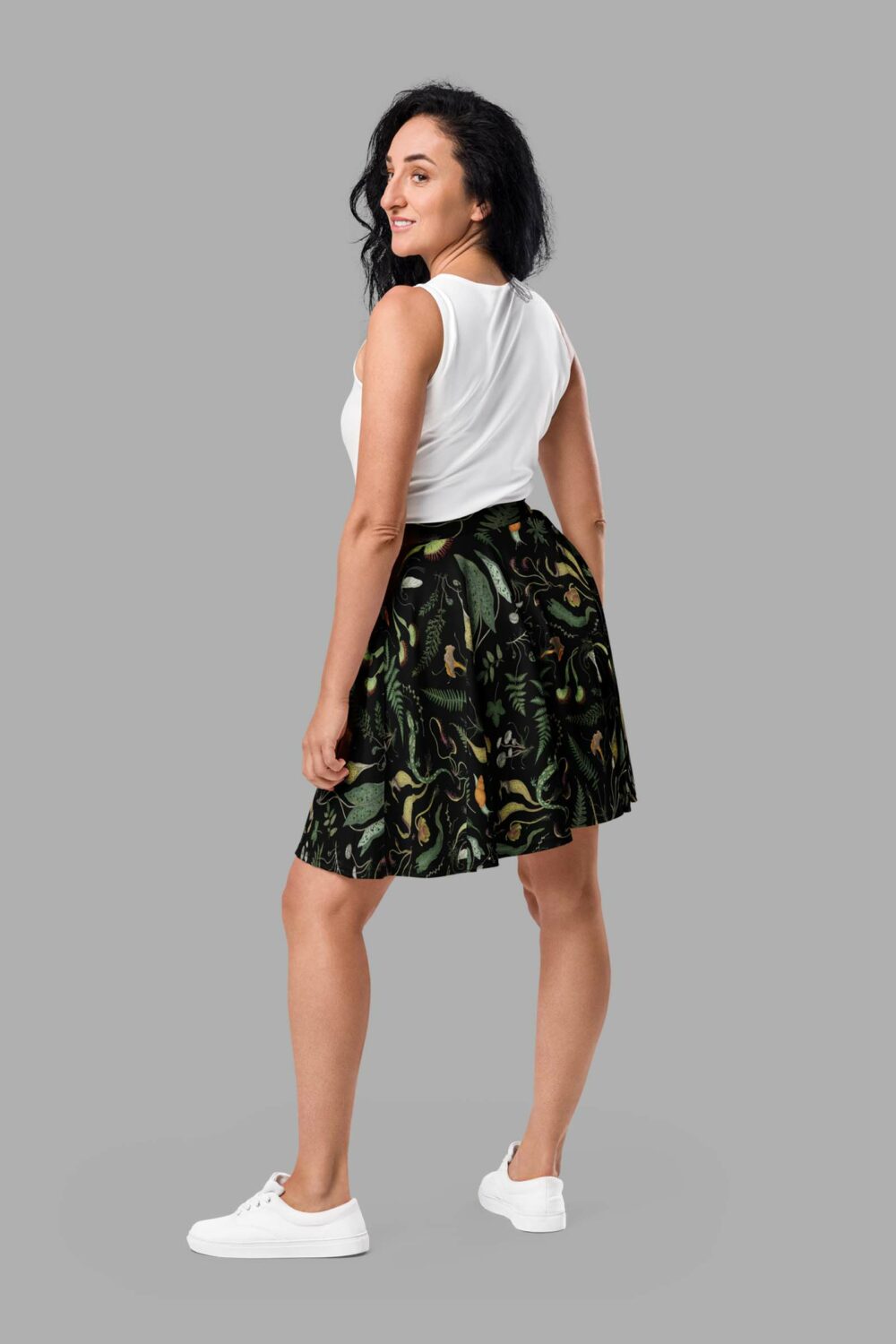 cosmic drifters werewood print skater skirt back