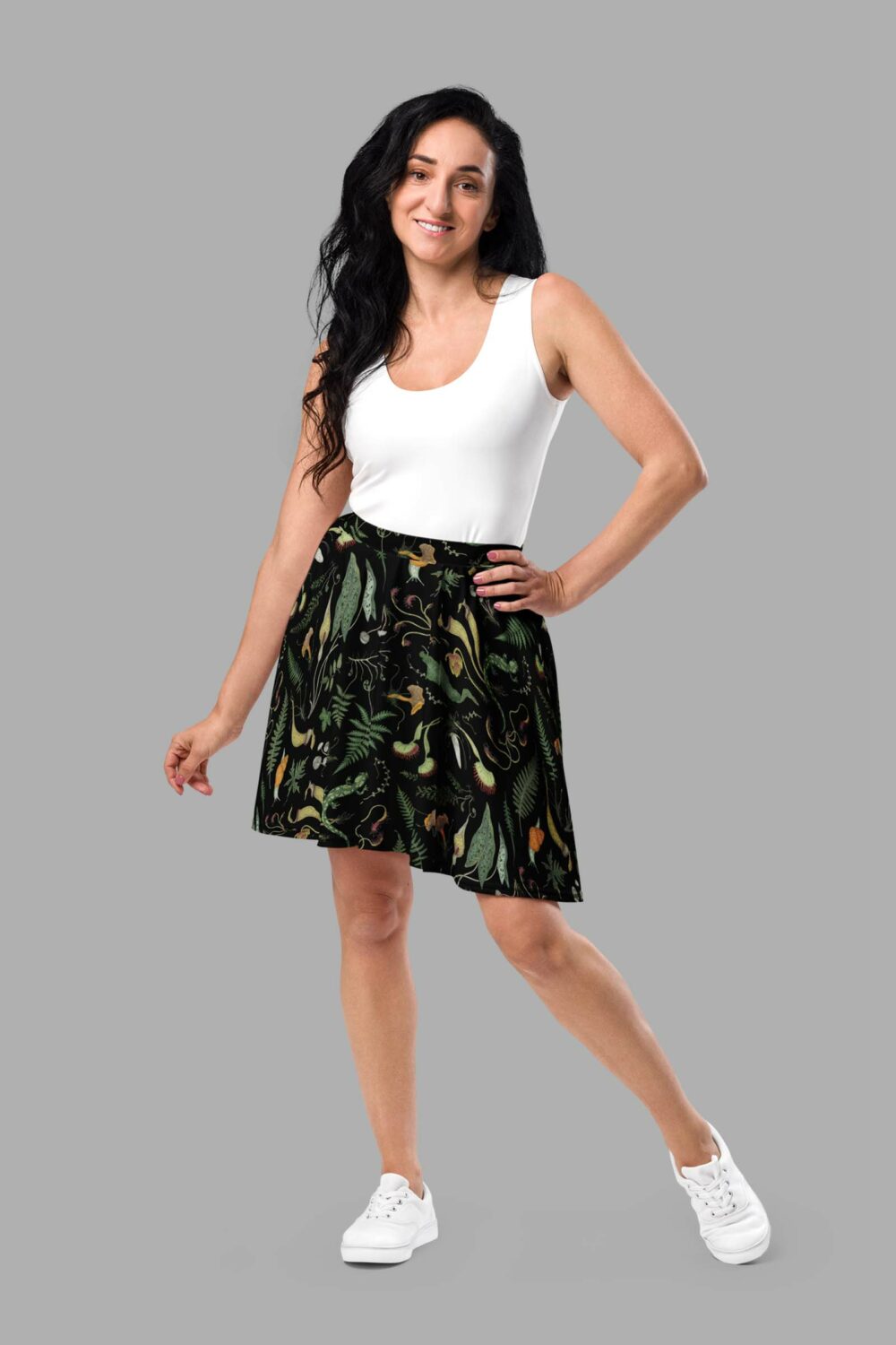 cosmic drifters werewood print skater skirt front