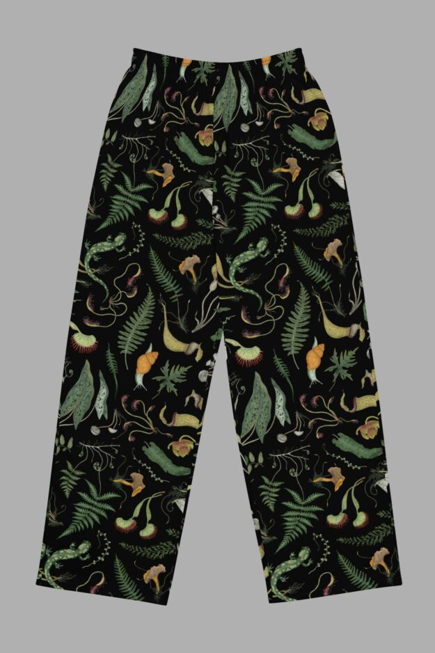 cosmic drifters werewood print unisex wide leg pants front 2