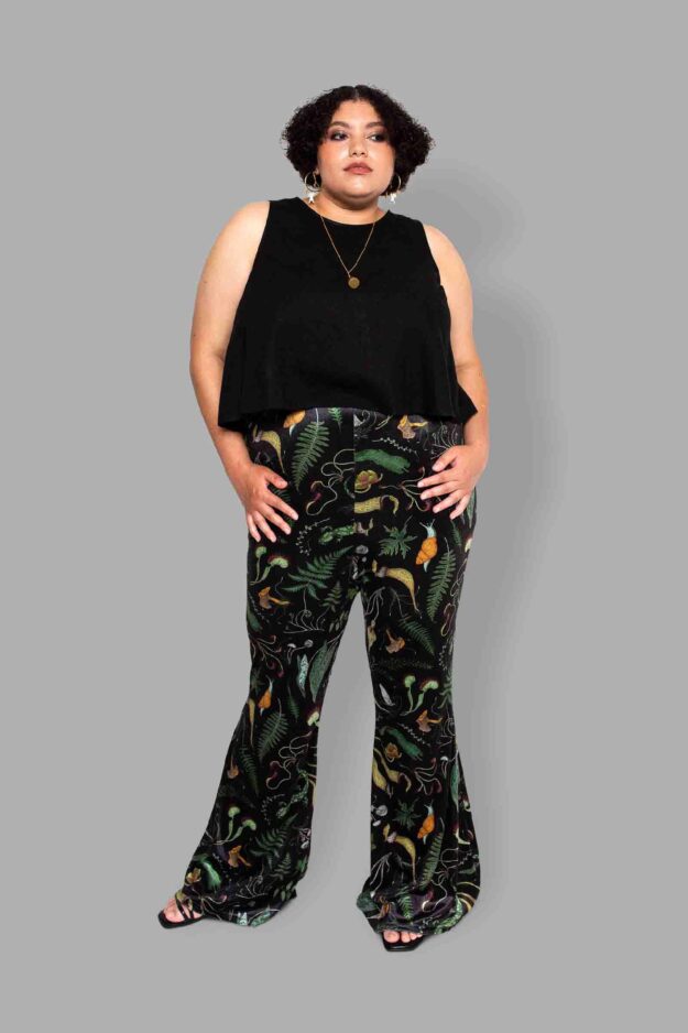cosmic drifters werewood print velvet flares front2