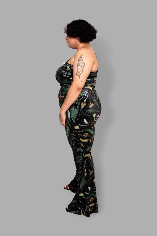 cosmic drifters werewood print velvet flares side