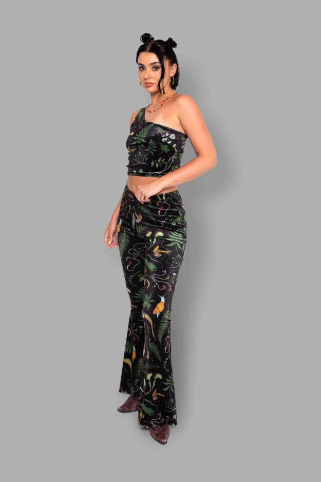 cosmic drifters werewood print velvet flares side3