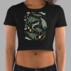 cosmic drifters werewood print womens crop tee black front