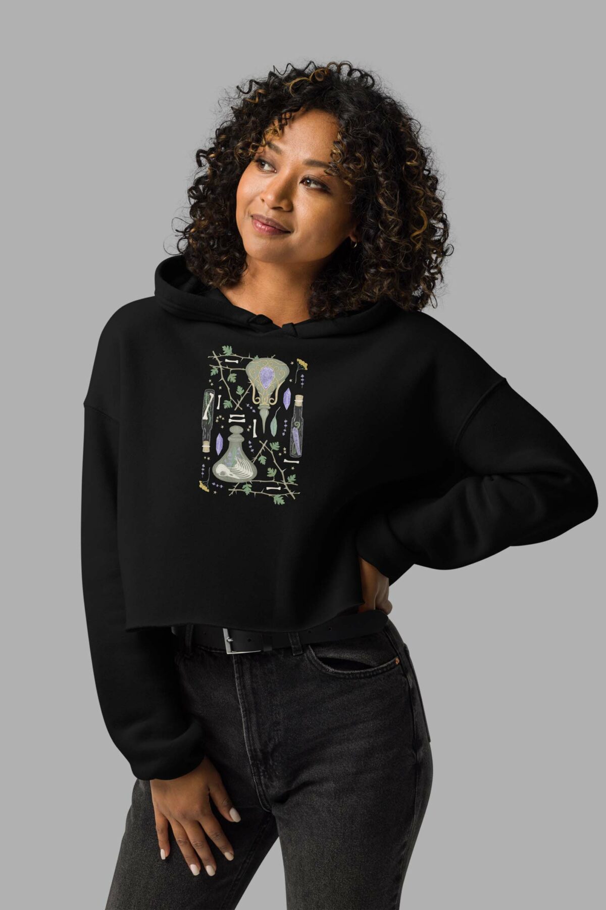 witches altar print crop hoodie