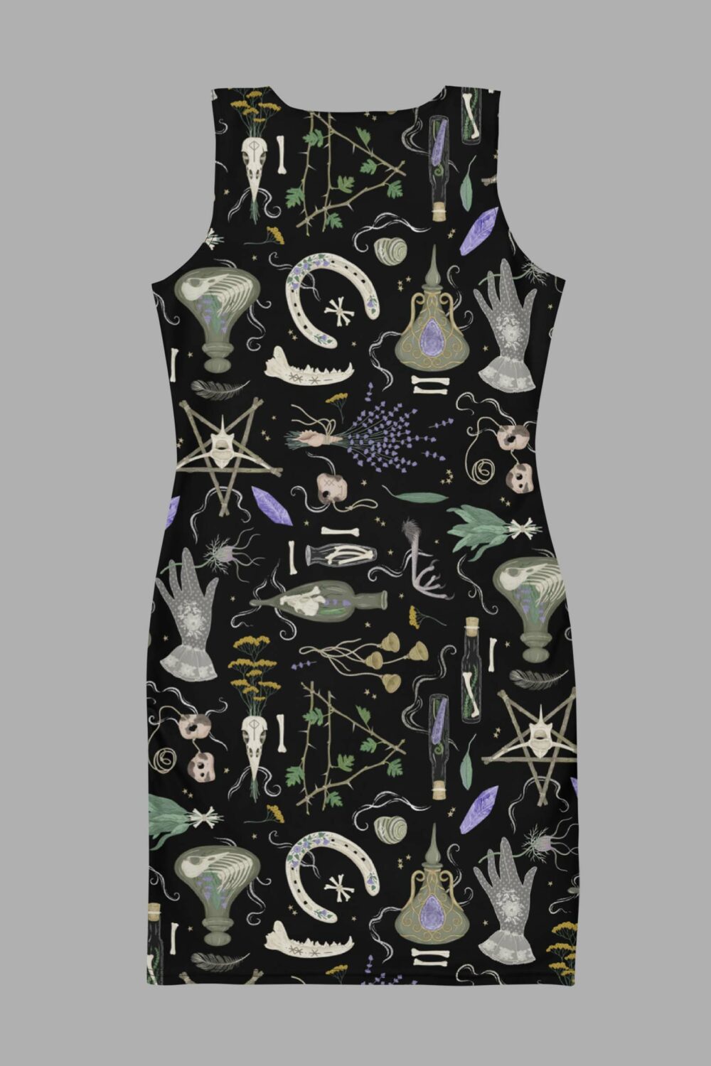 cosmic drifters witches altar print bodycon dress back2