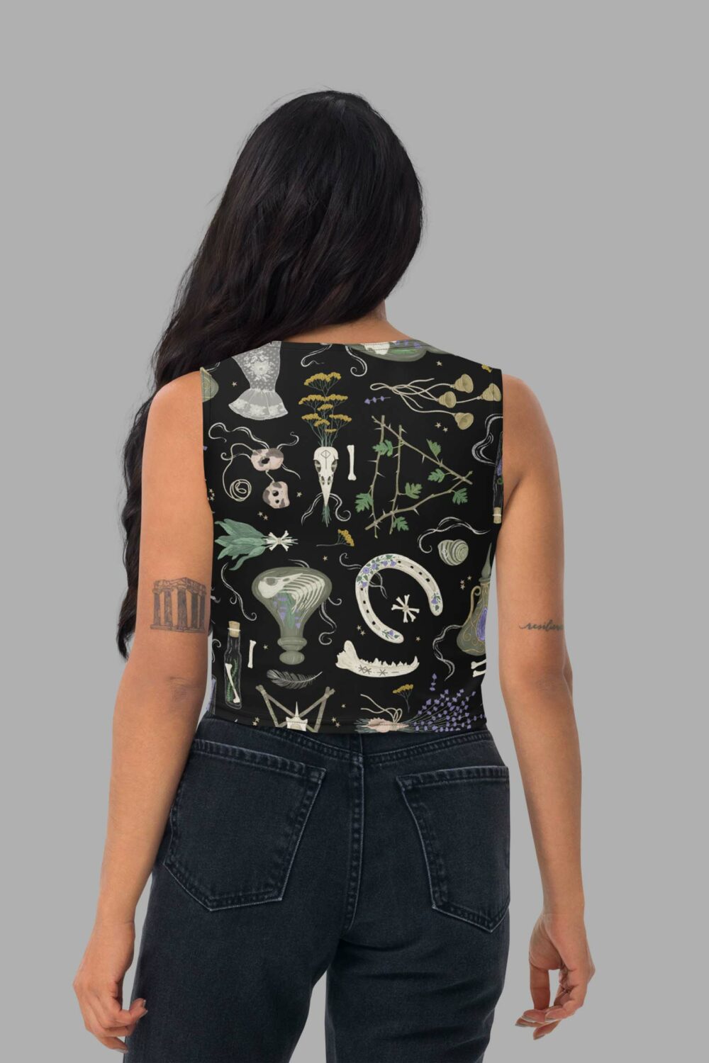 cosmic drifters witches altar print crop top back