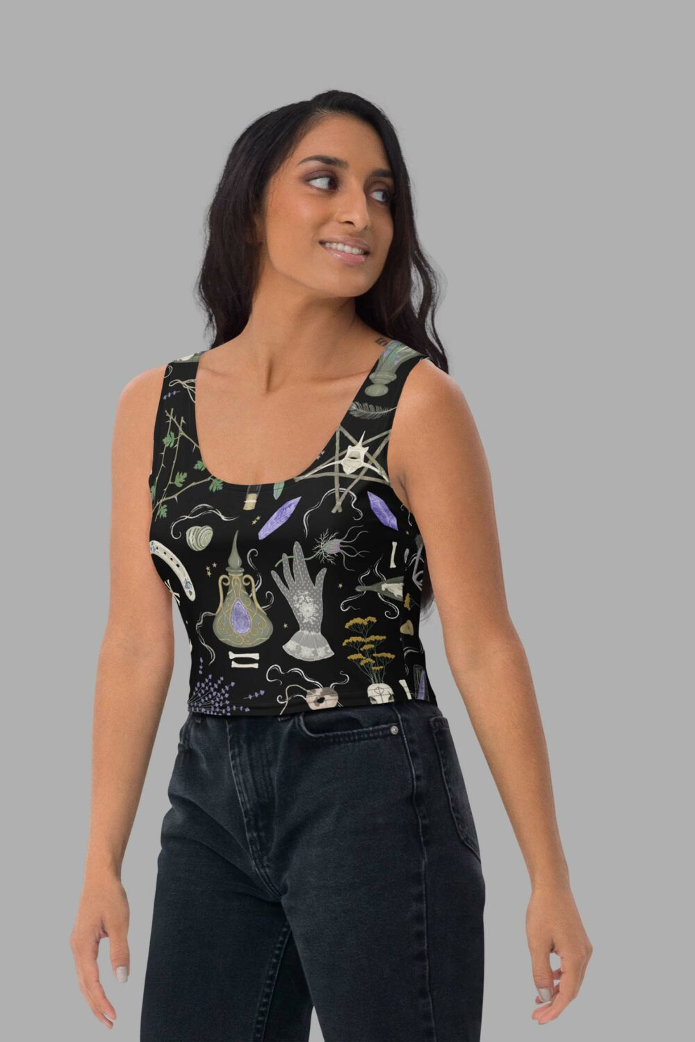 cosmic drifters witches altar print crop top side