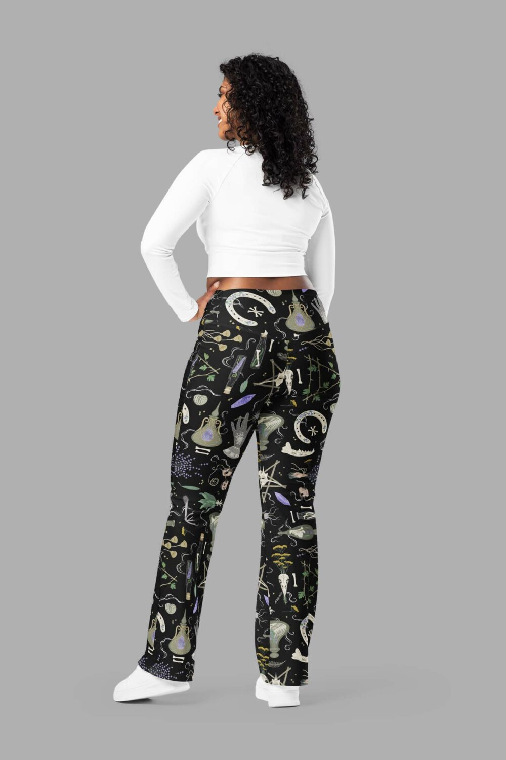 cosmic drifters witches altar print flare leggings back