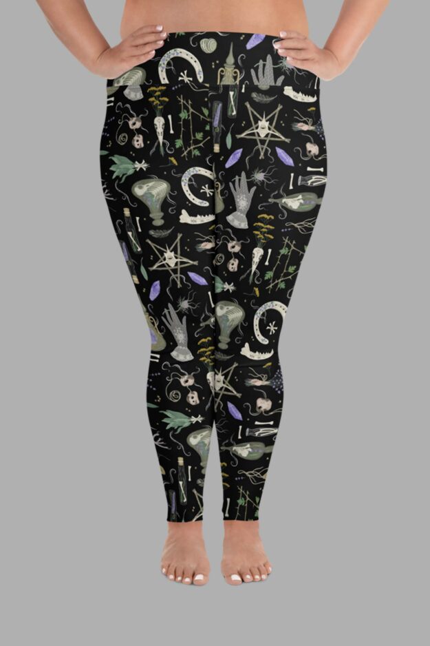 cosmic drifters witches altar print plus size leggings front