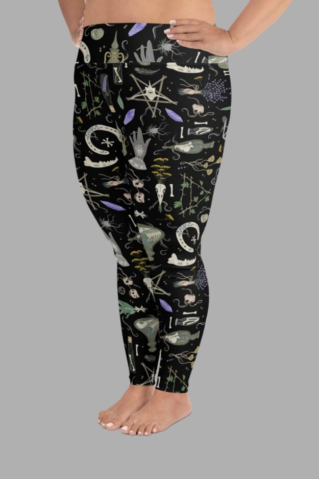 cosmic drifters witches altar print plus size leggings side