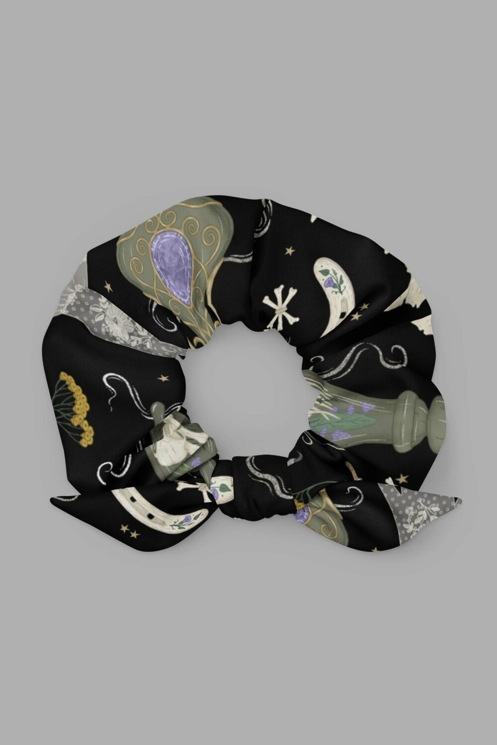 cosmic drifters witches altar print recycled scrunchie 2