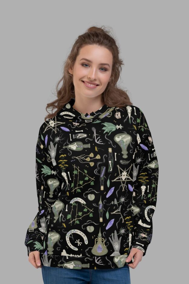 cosmic drifters witches altar print recycled unisex hoodie front