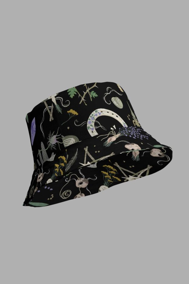 cosmic drifters witches altar print reversible bucket hat