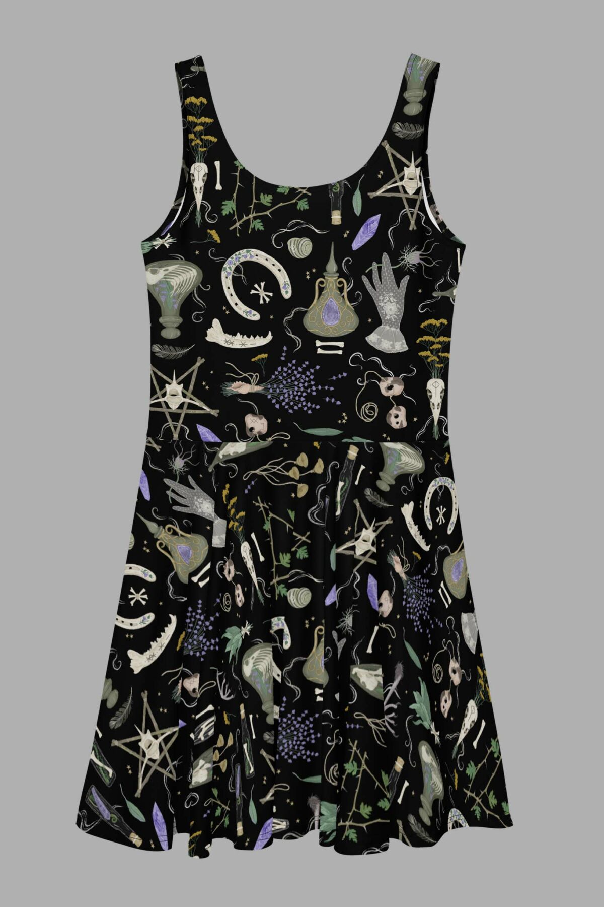 cosmic drifters witches altar print skater dress front