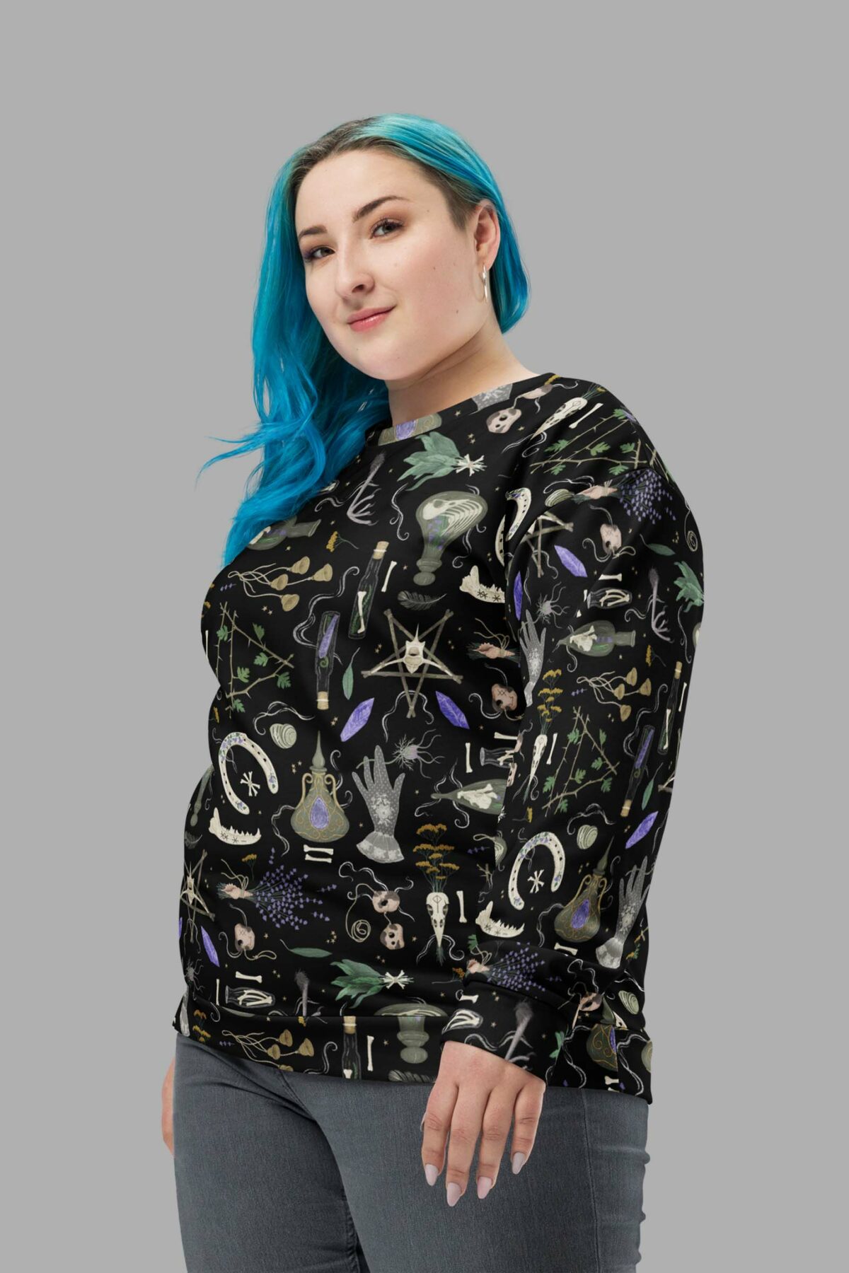 cosmic drifters witches altar print sweater front