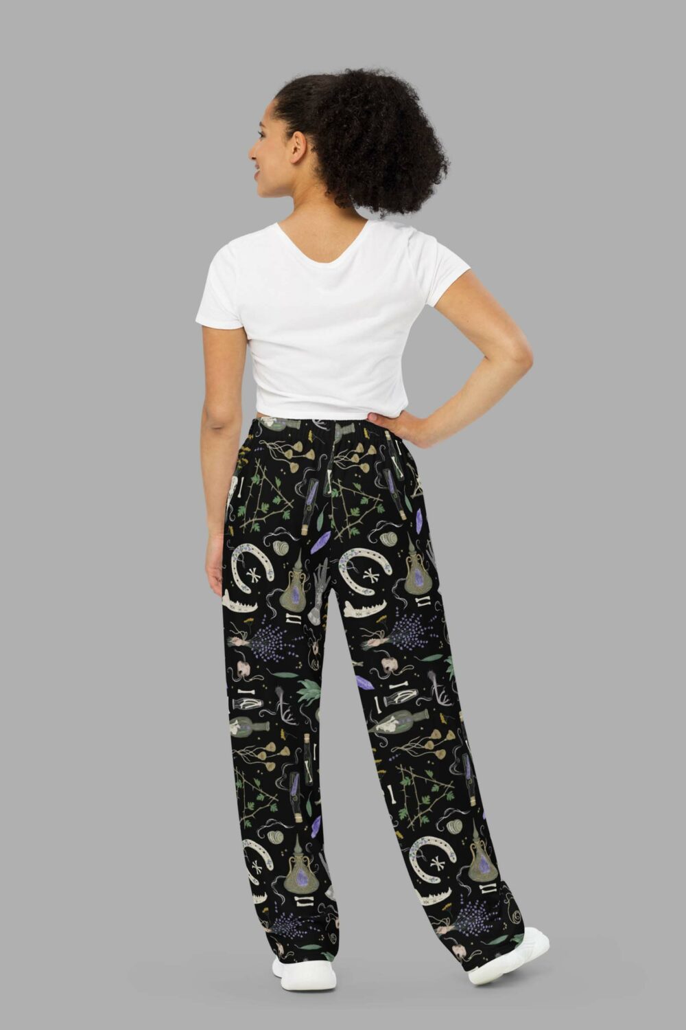 cosmic drifters witches altar print unisex wide leg pants back