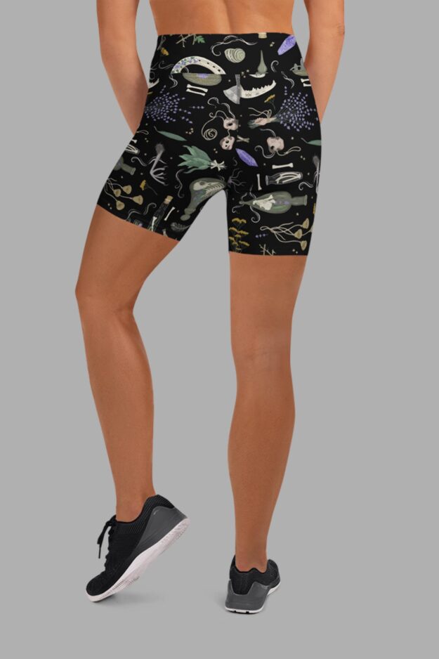 cosmic drifters witches altar print yoga shorts back