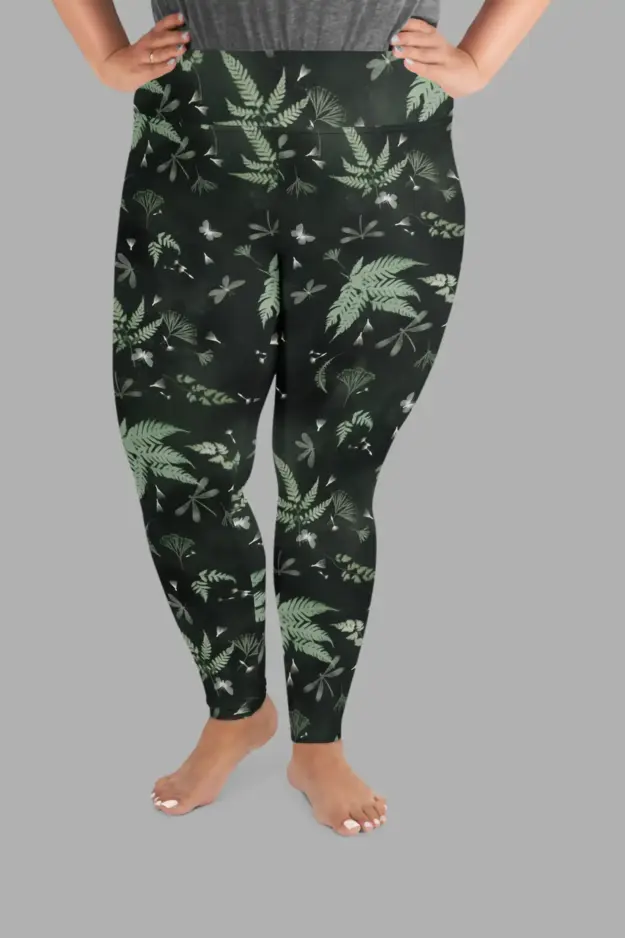 faerie fronds print plus size leggings